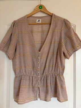 dRa los angeles brown tones short sleeve cotton blouse. EUC.